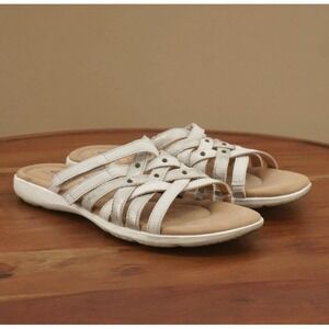 Clarks Womens Elizabelle Rio Sandals Slides Strappy Off White Leather Size 7.5M